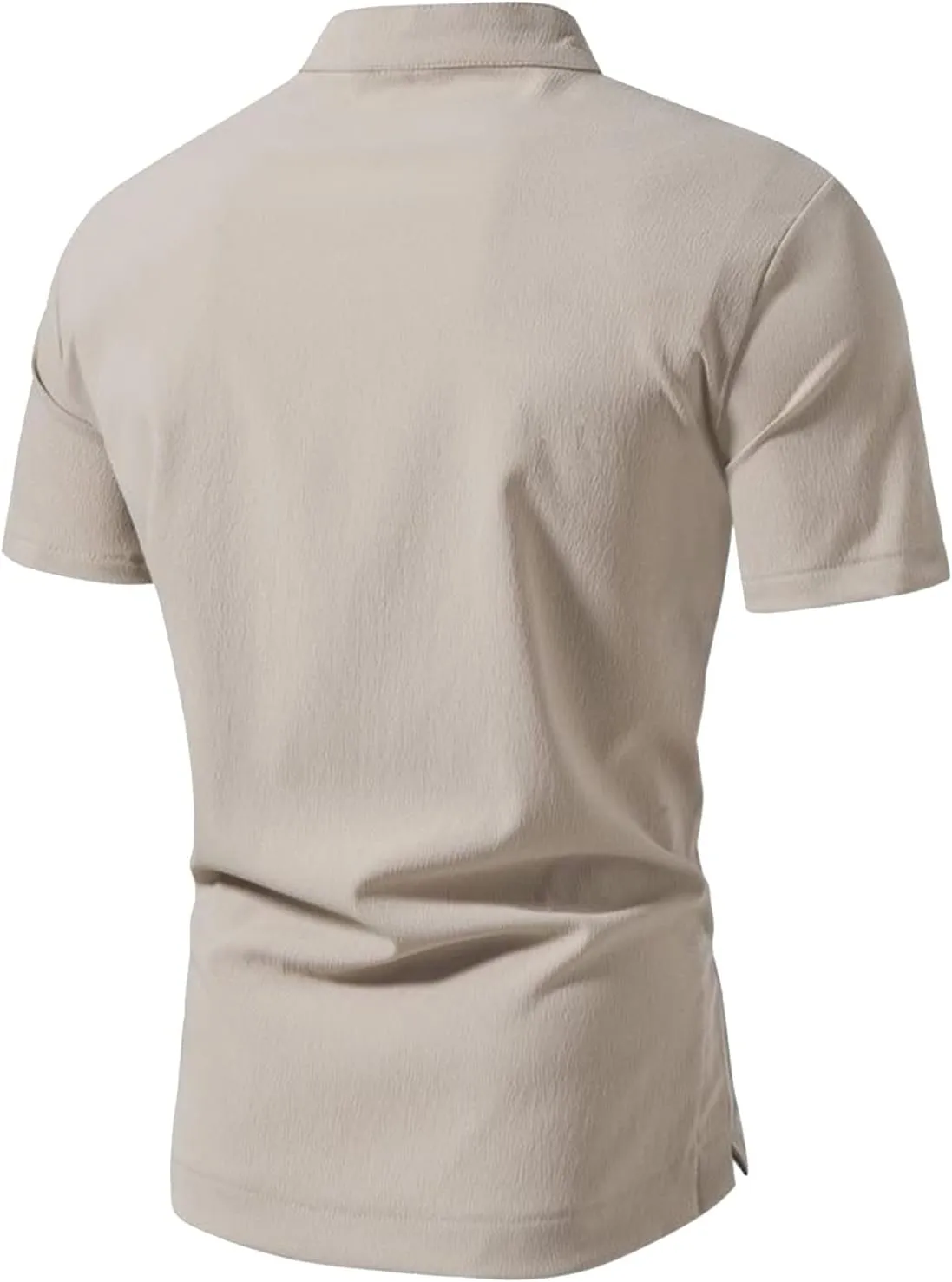 Mens Linen Henley Shirts Short Sleeve Banded Collar Tshirts Casual Button Up Tops Big Tall Summer Beach Clothes