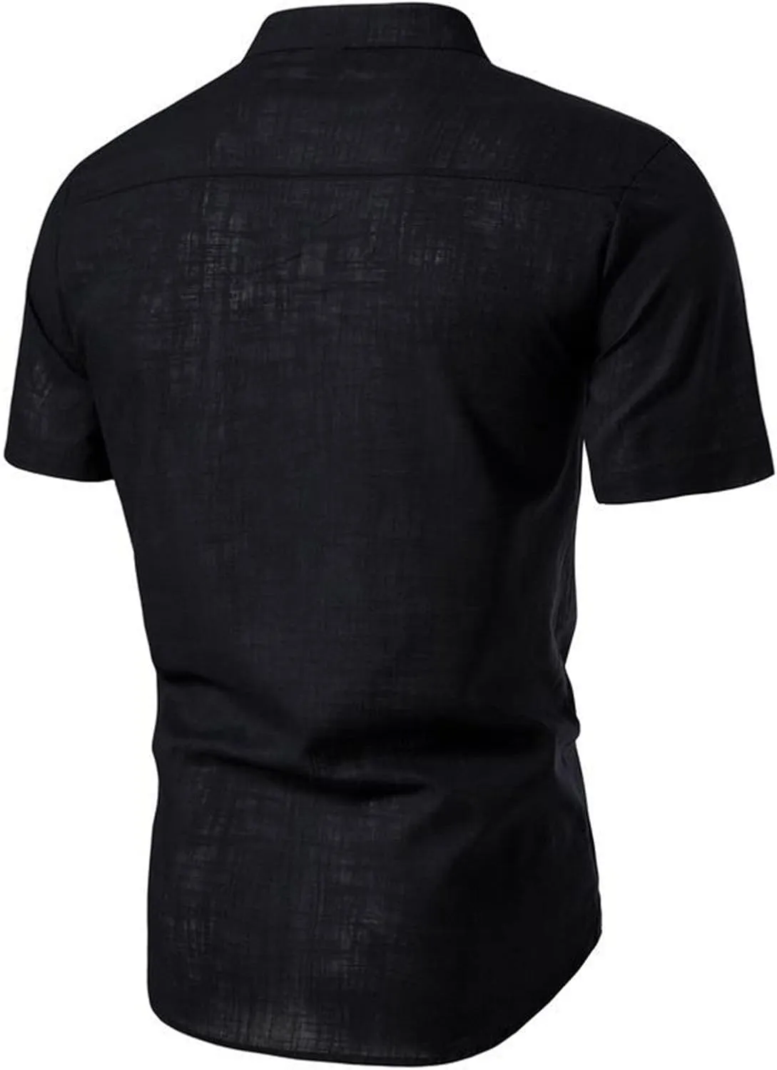 Mens Linen Henley Shirts Short Sleeve Banded Collar Tshirts Casual Button Up Tops Big Tall Summer Beach Clothes