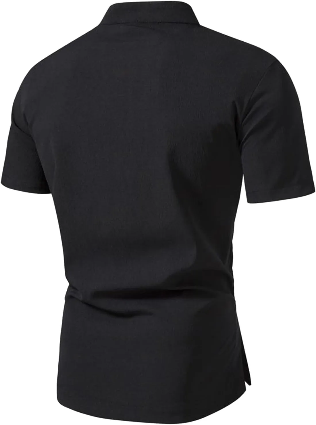 Mens Linen Henley Shirts Short Sleeve Banded Collar Tshirts Casual Button Up Tops Big Tall Summer Beach Clothes