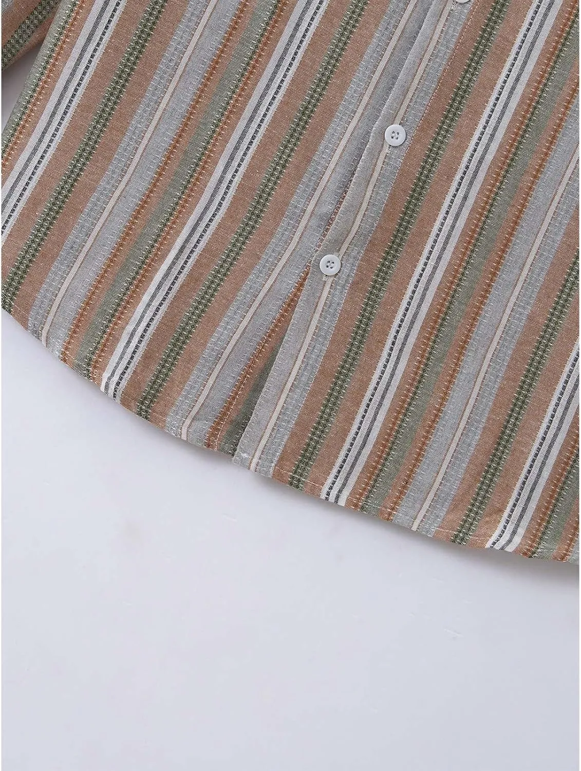 Mens Linen Shirts Button Down Striped Shirts Casual Long Sleeve Linen Shirts for Men Collared Fashion Business Shirt