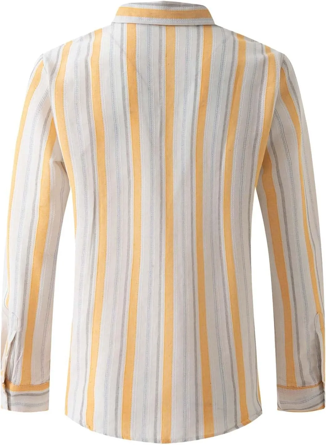 Mens Linen Shirts Button Down Striped Shirts Casual Long Sleeve Linen Shirts for Men Collared Fashion Business Shirt