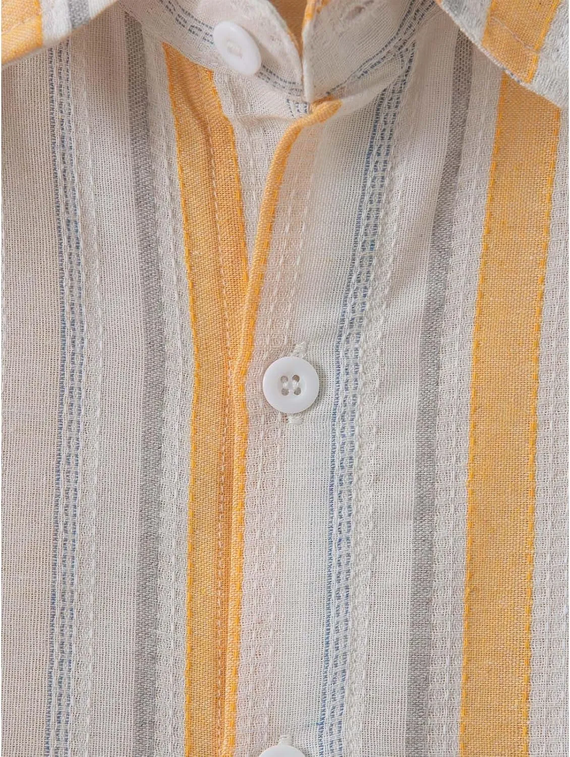 Mens Linen Shirts Button Down Striped Shirts Casual Long Sleeve Linen Shirts for Men Collared Fashion Business Shirt