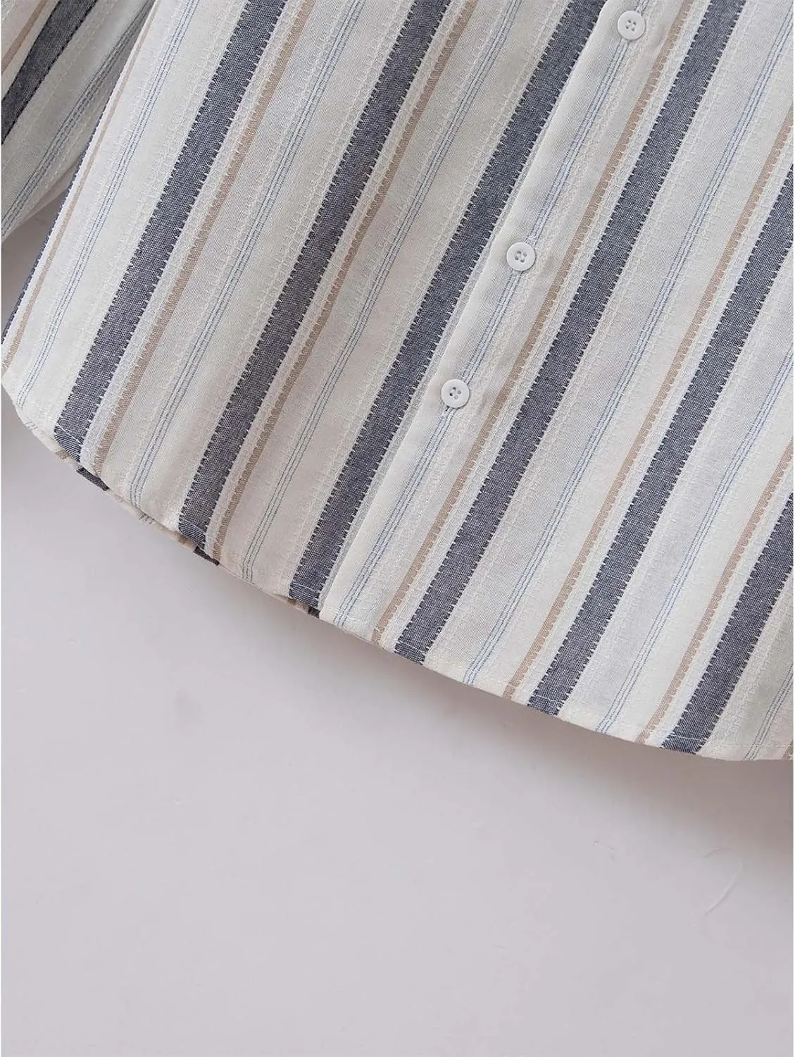 Mens Linen Shirts Button Down Striped Shirts Casual Long Sleeve Linen Shirts for Men Collared Fashion Business Shirt