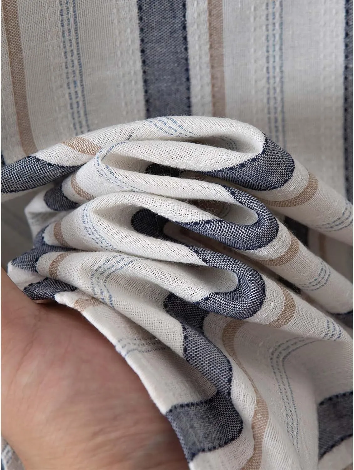 Mens Linen Shirts Button Down Striped Shirts Casual Long Sleeve Linen Shirts for Men Collared Fashion Business Shirt