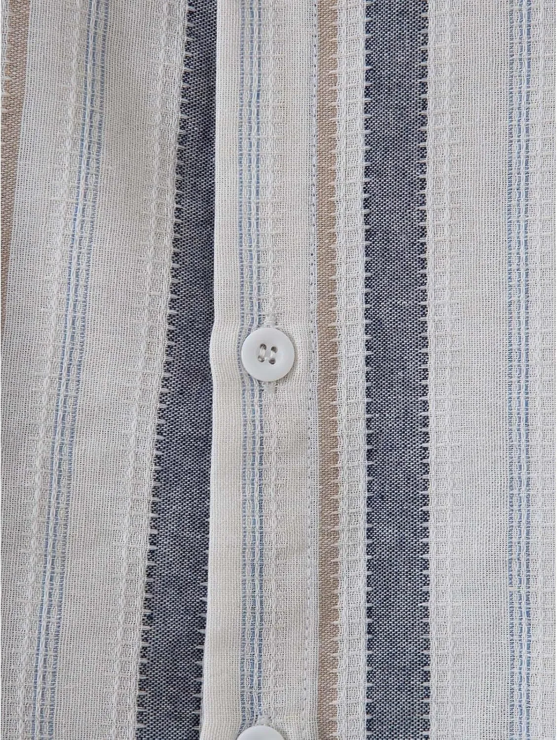 Mens Linen Shirts Button Down Striped Shirts Casual Long Sleeve Linen Shirts for Men Collared Fashion Business Shirt