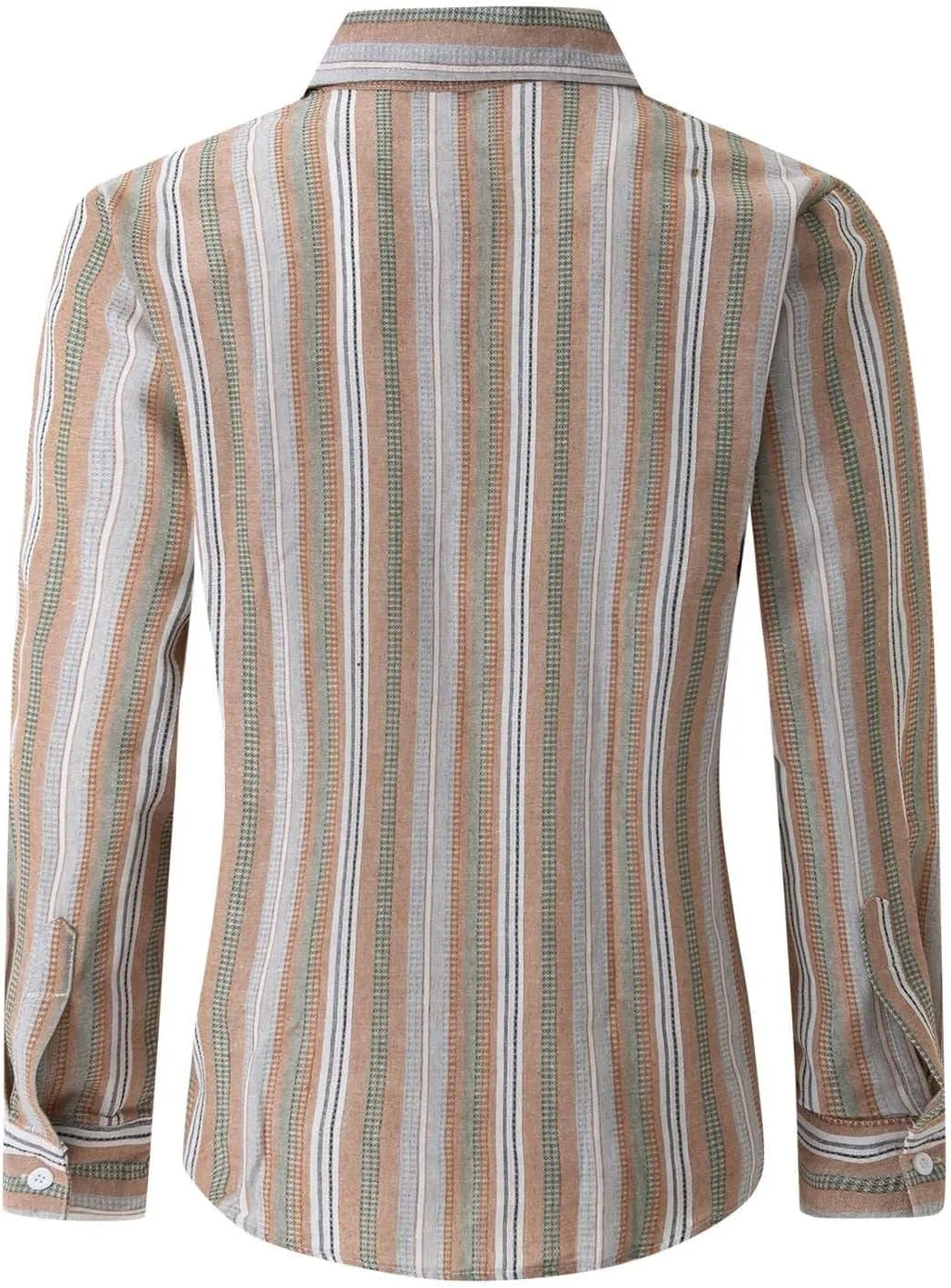 Mens Linen Shirts Button Down Striped Shirts Casual Long Sleeve Linen Shirts for Men Collared Fashion Business Shirt