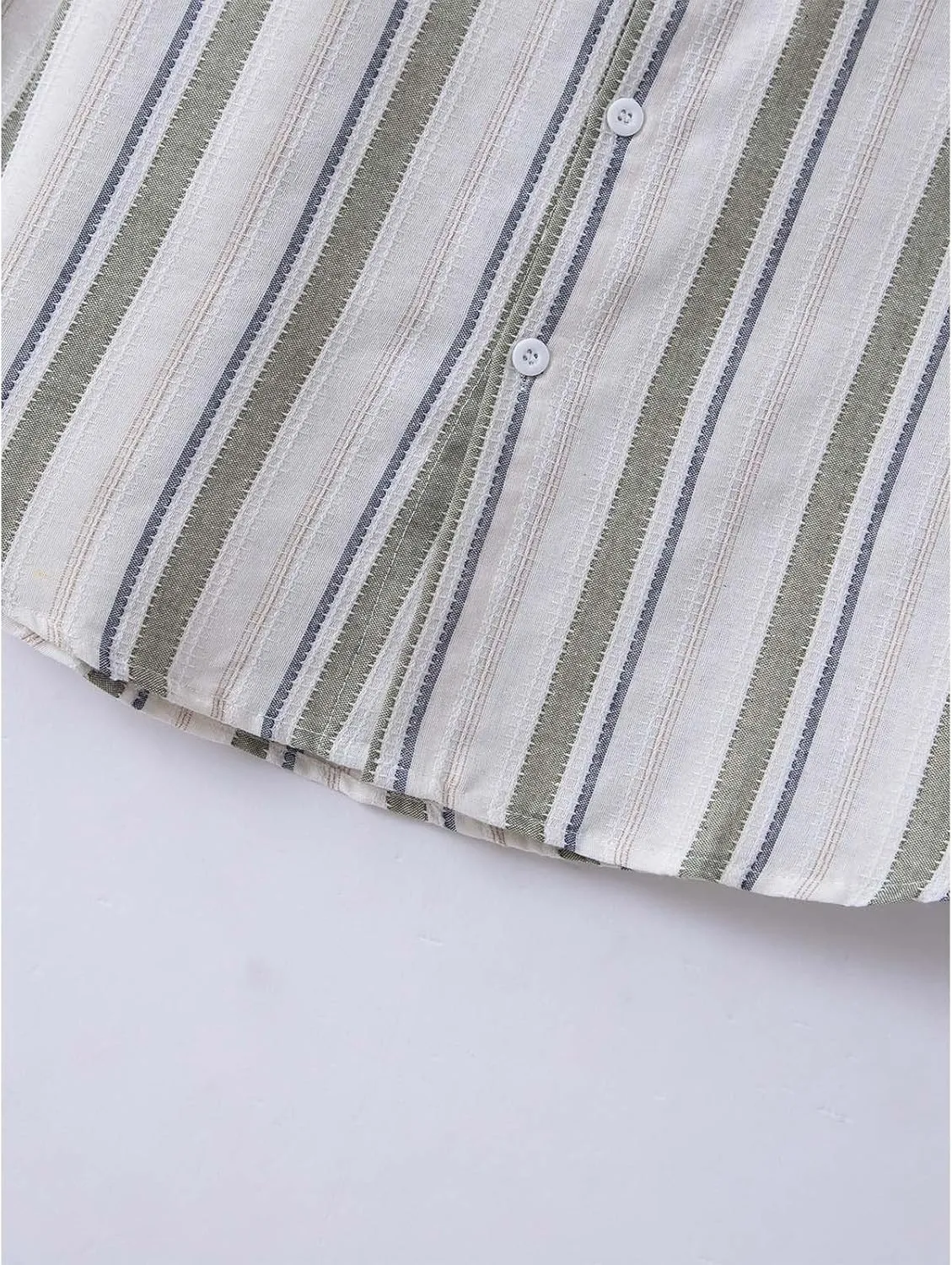 Mens Linen Shirts Button Down Striped Shirts Casual Long Sleeve Linen Shirts for Men Collared Fashion Business Shirt