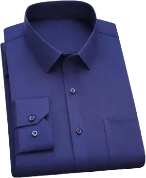Men's Long Sleeve Dress Shirt - Classic Solid Business Casual Shirt, Wrinkle-Resistant Formal Office Shirts