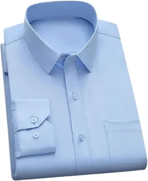 Men's Long Sleeve Dress Shirt - Classic Solid Business Casual Shirt, Wrinkle-Resistant Formal Office Shirts