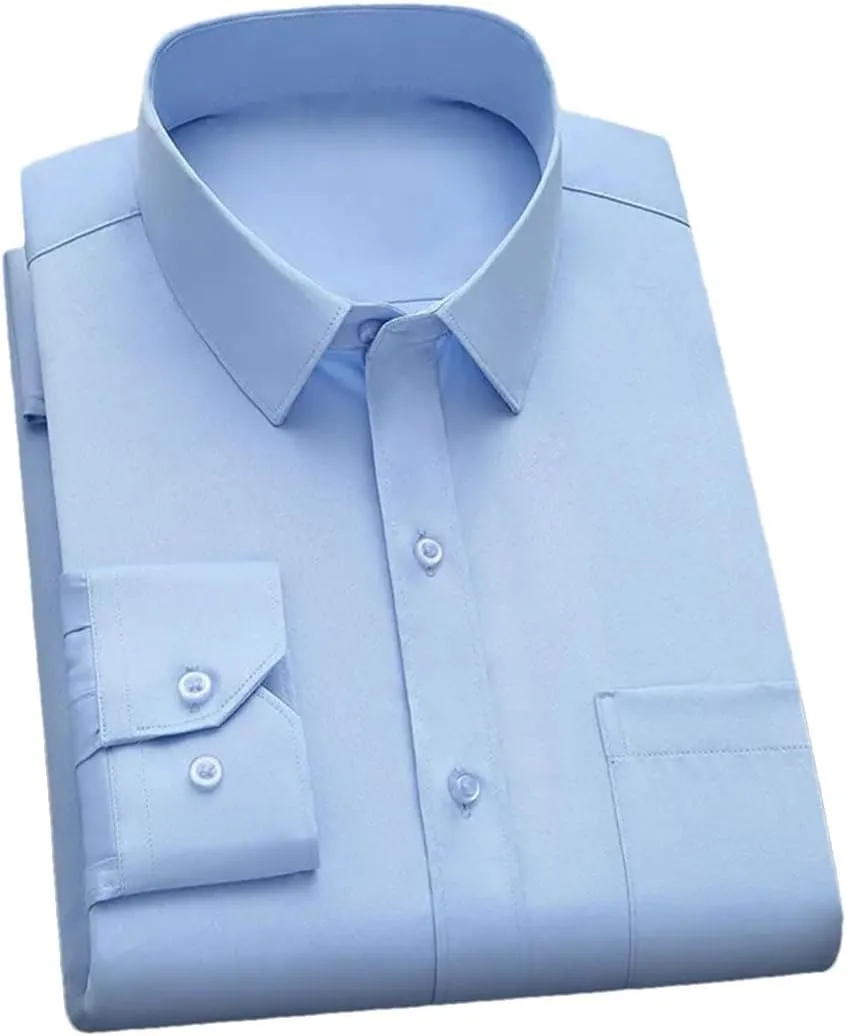 Men's Long Sleeve Dress Shirt - Classic Solid Business Casual Shirt, Wrinkle-Resistant Formal Office Shirts