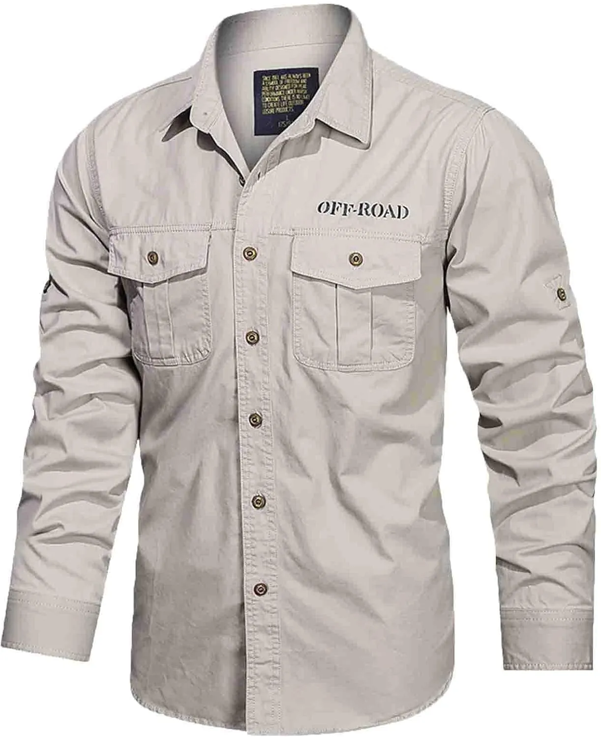 Men's Long Sleeve Work Shirts Ripstop Military Tactical Shirts Outdoor Breathable Button Down Hiking Shirt Tops