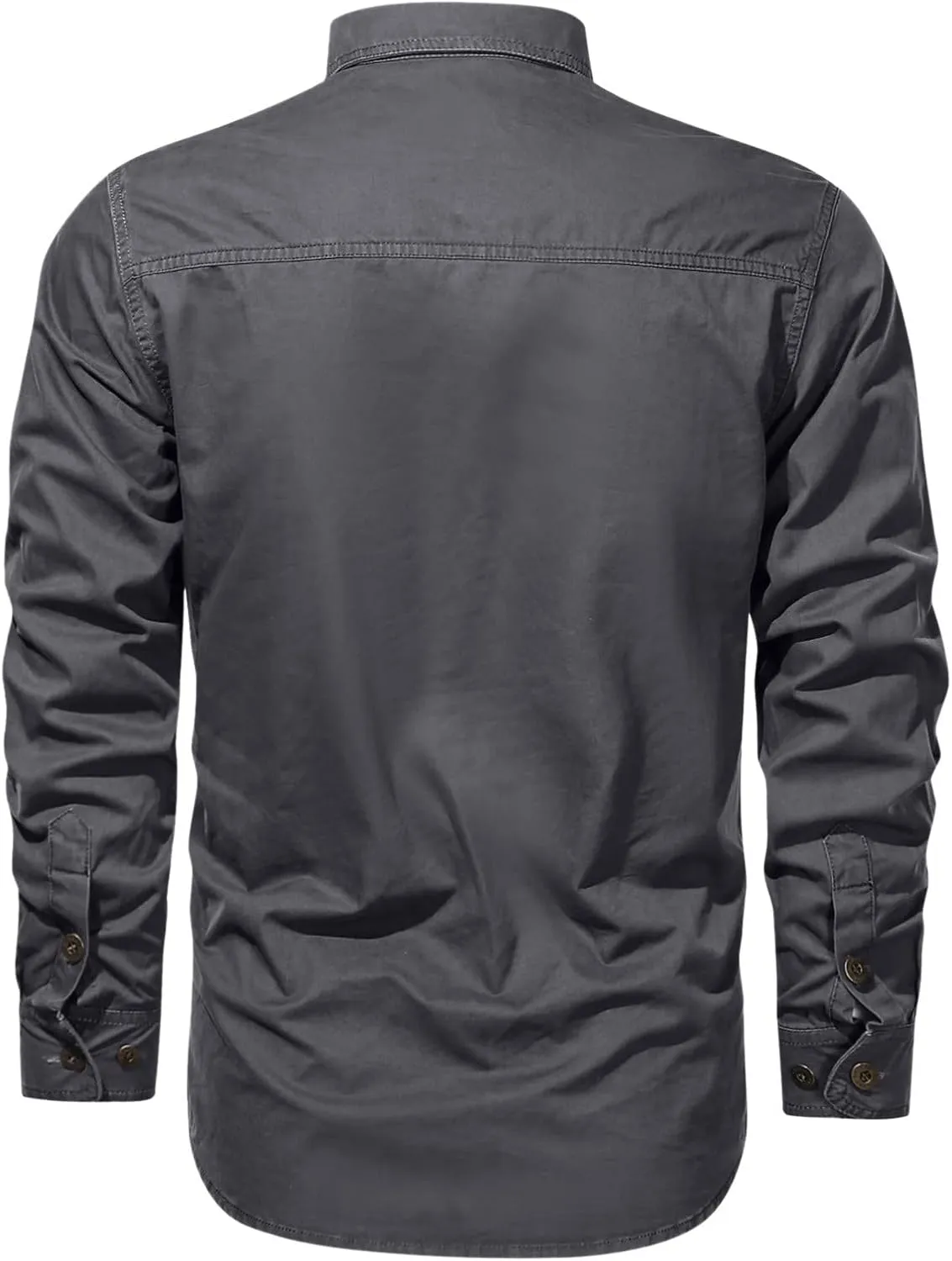 Men's Long Sleeve Work Shirts Ripstop Military Tactical Shirts Outdoor Breathable Button Down Hiking Shirt Tops