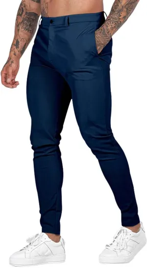 Mens Slim Fit Casual Stretch Khaki Pants with Pockets Straight Flat-Front Golf Slacks for Men Breathable Chinos Dress Pants