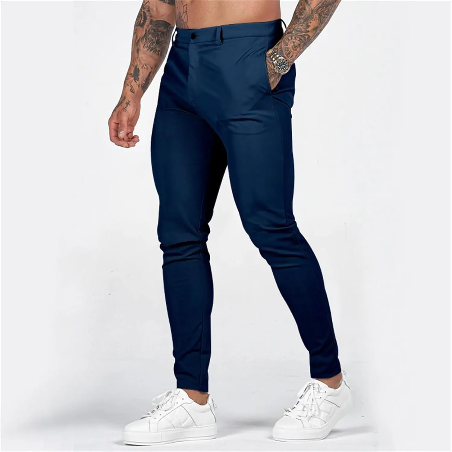 Mens Slim Fit Casual Stretch Khaki Pants with Pockets Straight Flat-Front Golf Slacks for Men Breathable Chinos Dress Pants