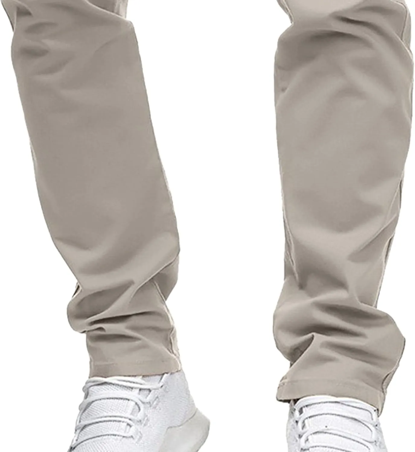 Men's Slim Fit Chino Pants Skinny Slacks Tapered Trousers Solid Color Wrinkle-Resistant Flat-Front Pant