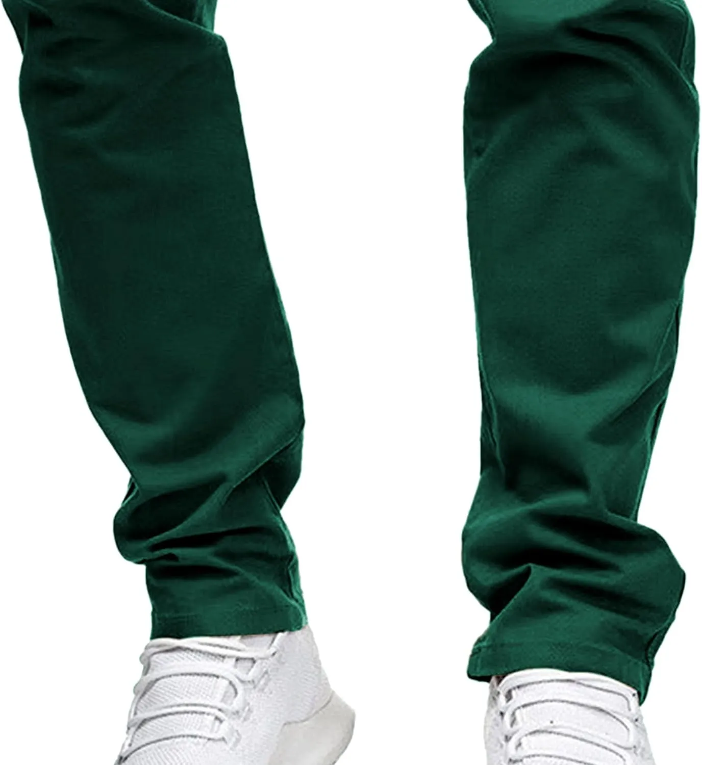 Men's Slim Fit Chino Pants Skinny Slacks Tapered Trousers Solid Color Wrinkle-Resistant Flat-Front Pant