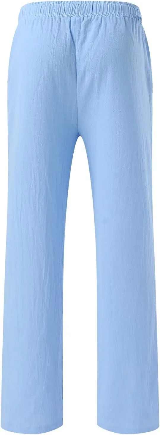 Mens Sweatpants with Pockets Big and Tall Joggers Fashion Men's Sport Color Bandage Casual Loose Sweatpants Drawstring