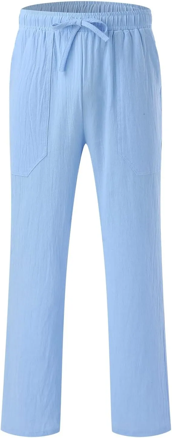 Mens Sweatpants with Pockets Big and Tall Joggers Fashion Men's Sport Color Bandage Casual Loose Sweatpants Drawstring