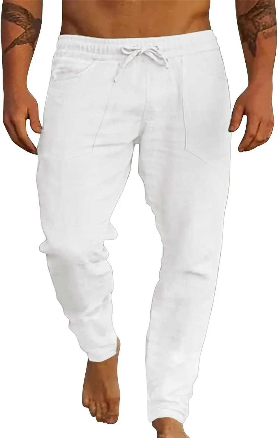 Mens Sweatpants with Pockets Big and Tall Joggers Fashion Men's Sport Color Bandage Casual Loose Sweatpants Drawstring