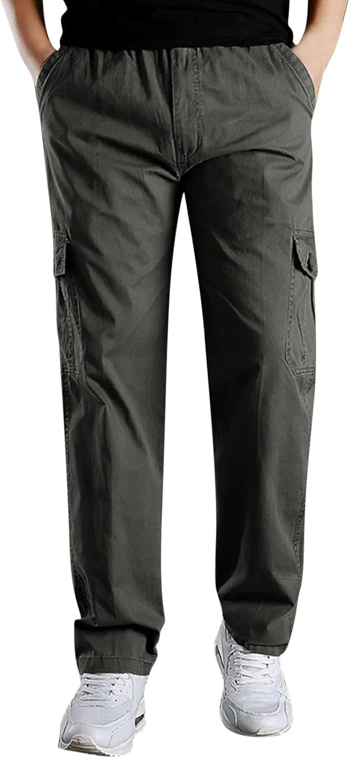 Mens Sweatpants with Pockets Big and Tall Trousers Men's Drawstring Waist Zipper Hem Corduroy Cargo Pants Men's Casual