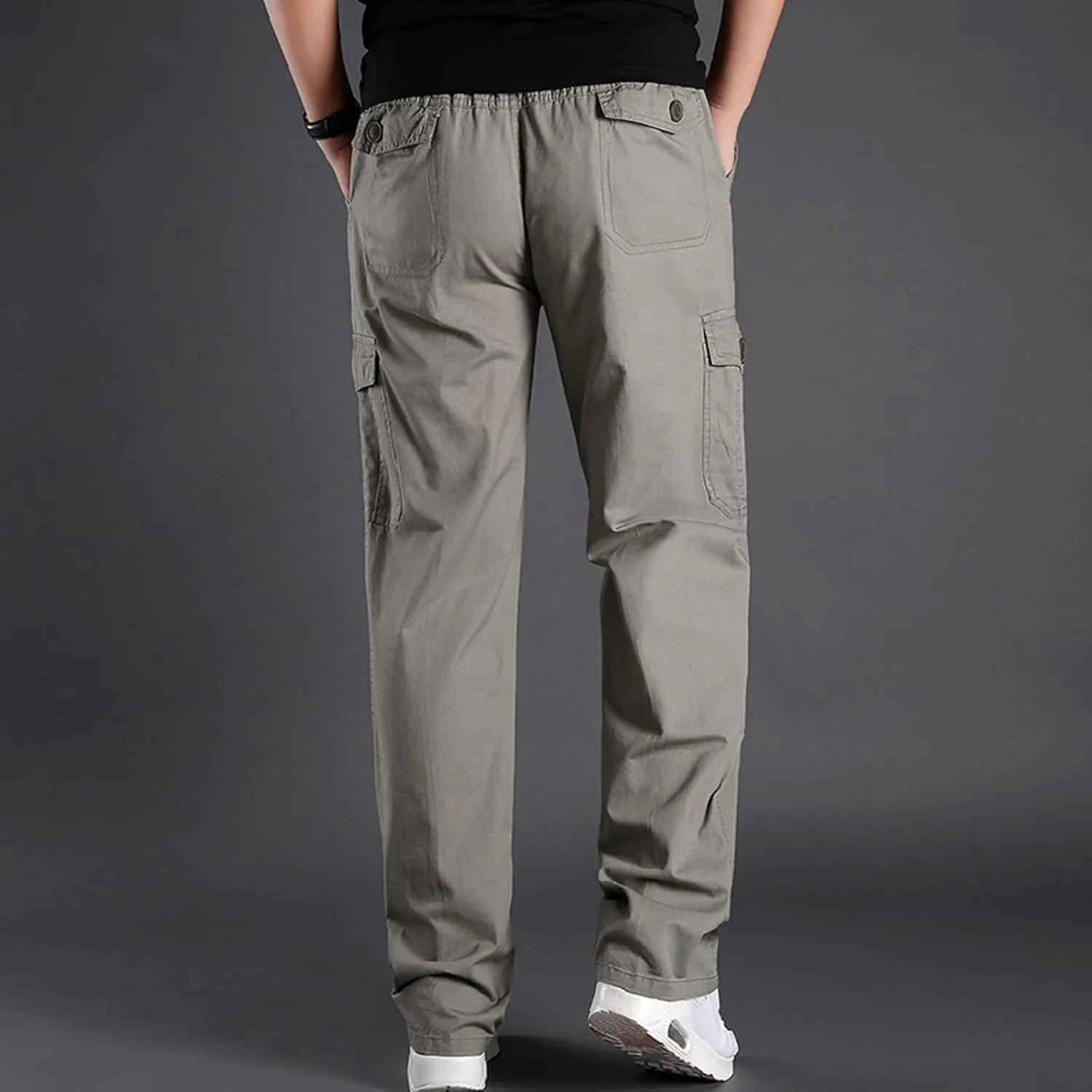 Mens Sweatpants with Pockets Big and Tall Trousers Men's Drawstring Waist Zipper Hem Corduroy Cargo Pants Men's Casual