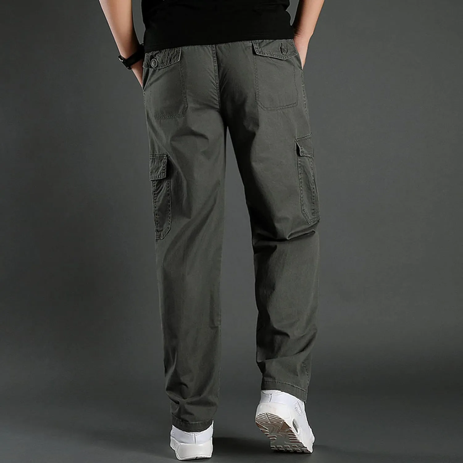 Mens Sweatpants with Pockets Big and Tall Trousers Men's Drawstring Waist Zipper Hem Corduroy Cargo Pants Men's Casual