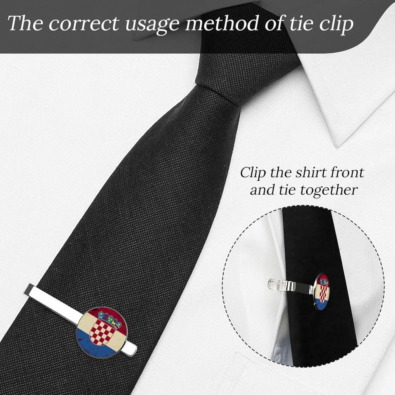 Men's Tie Clip Pair - Shiny Silver Bars for Business Meetings