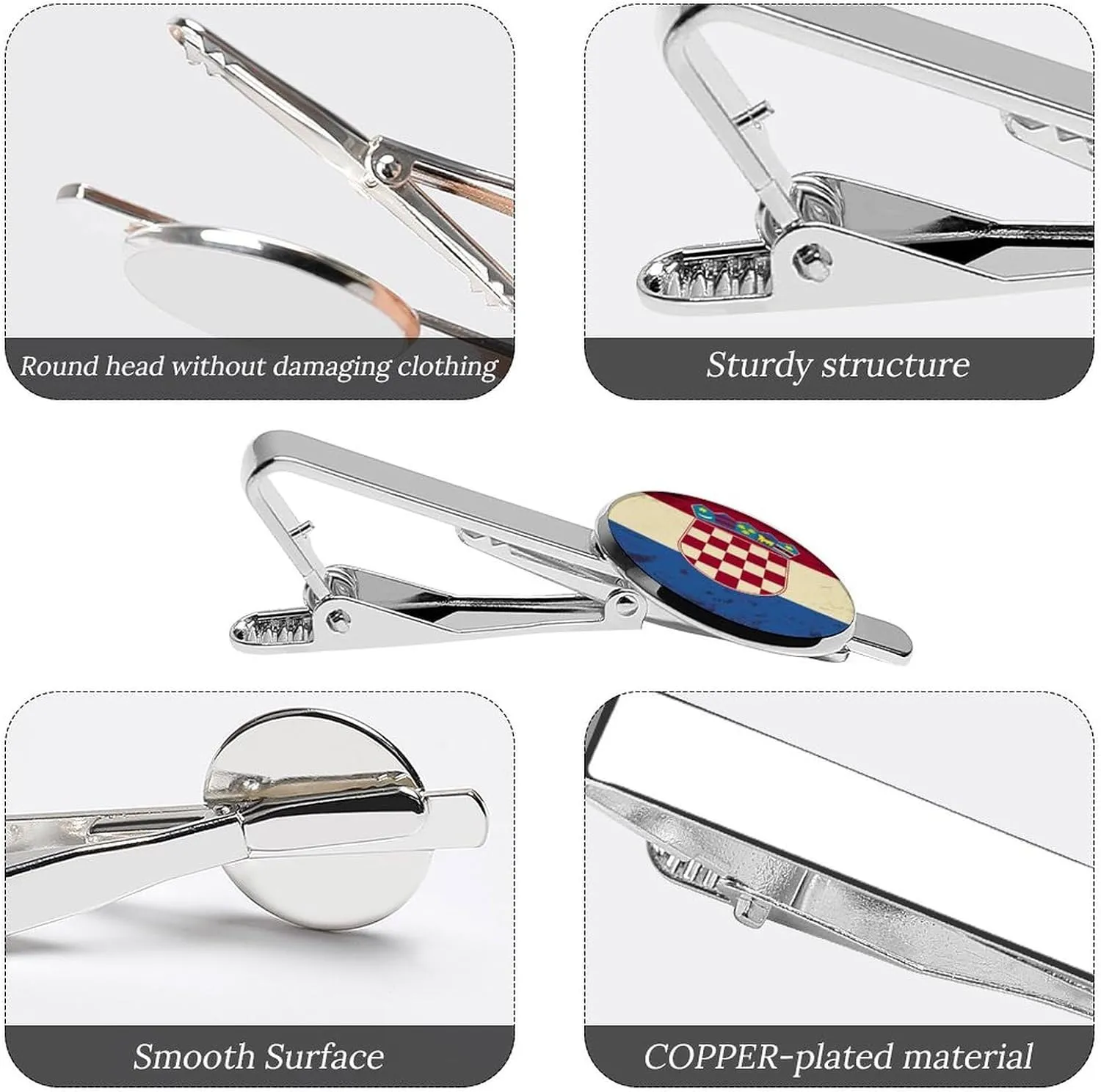 Men's Tie Clip Pair - Shiny Silver Bars for Business Meetings