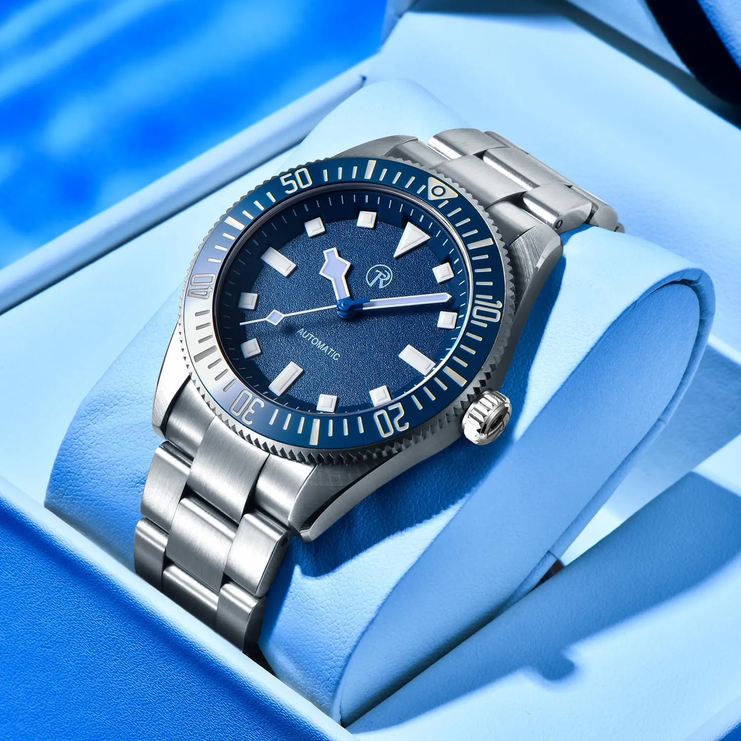 Men's Watches Automatic Waterproof Wrist Watch for Men, NH35 Mechanical Sports Stainless Steel Analog Wristwatch with C3 Lume, Self-Winding