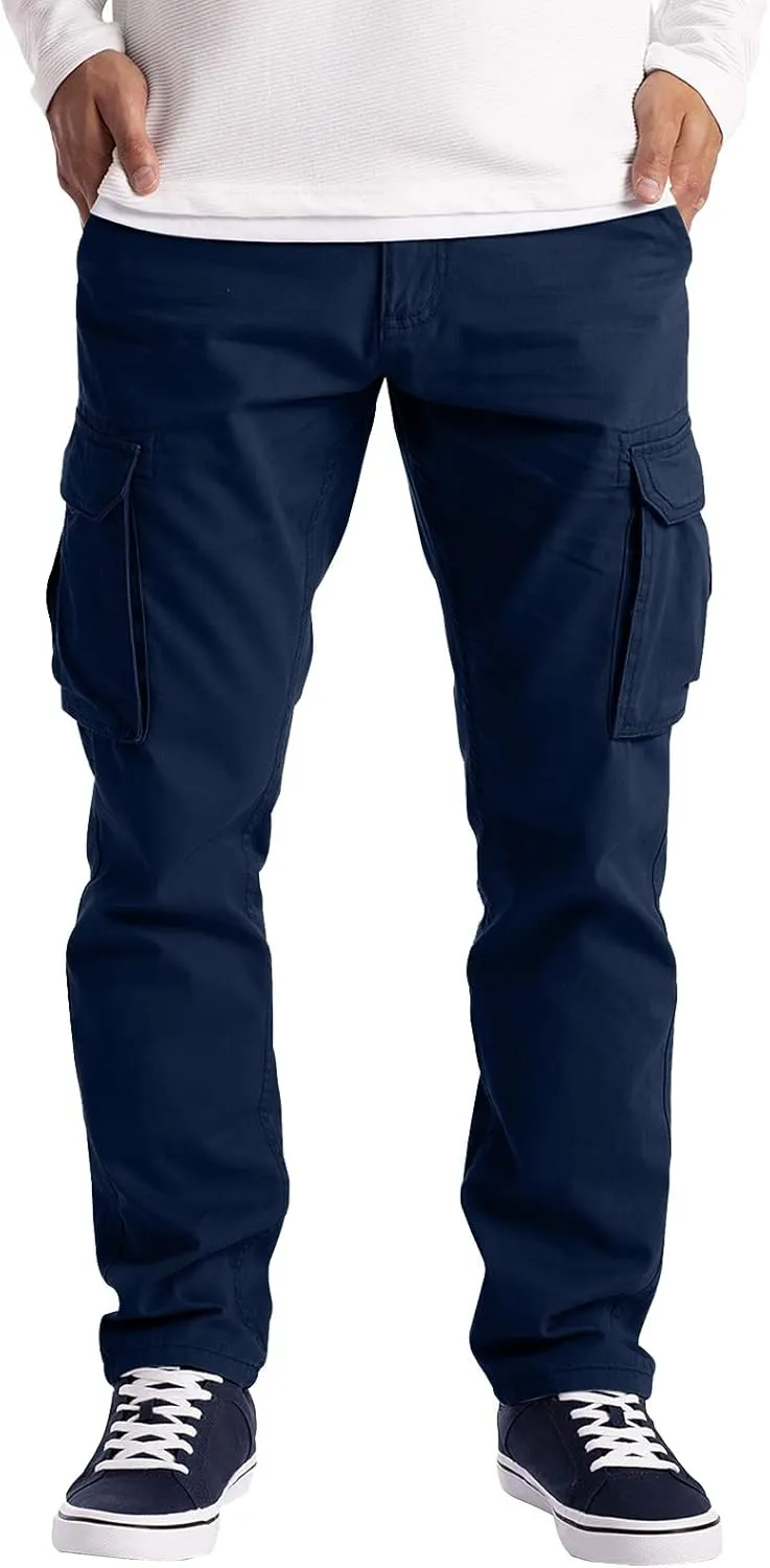 Mens Workout Cargo Sweatpants Heavyweight Athletic Joggers Multi-Pockets Relaxed Fit Cargo Pants Men's Heavyweight