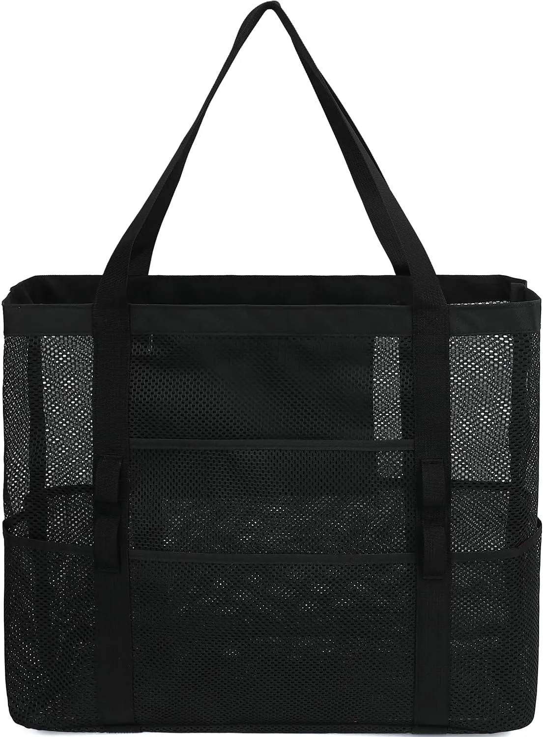 Mesh Beach Bag - Large Beach Tote Bag with Multiple Pockets for Family Beach Bag for Toys & Vacation Essentials