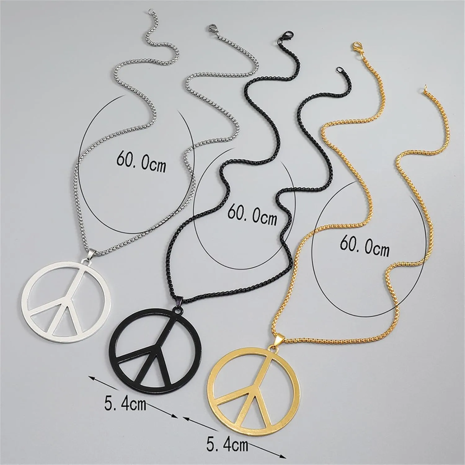 Metal Peace Sign Pendant Necklace Hippie 1960s 1970s Necklace for Dressing Party Accessories