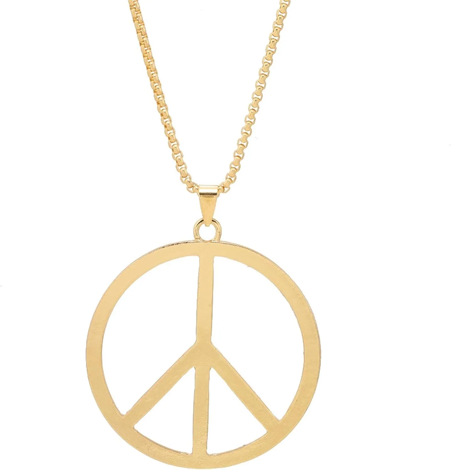 Metal Peace Sign Pendant Necklace Hippie 1960s 1970s Necklace for Dressing Party Accessories