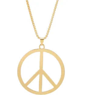 Metal Peace Sign Pendant Necklace Hippie 1960s 1970s Necklace for Dressing Party Accessories
