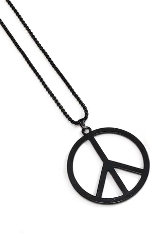 Metal Peace Sign Pendant Necklace Hippie 1960s 1970s Necklace for Dressing Party Accessories