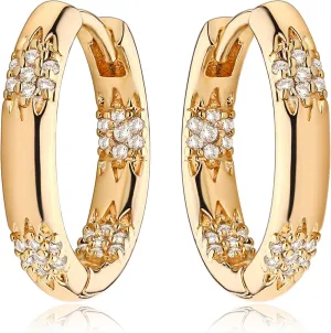 MEVECCO Gold Hoop Earrings for Women 18K Gold Plated Cubic Zircon Huggie Earrings Earrings for Everyday Jewelry