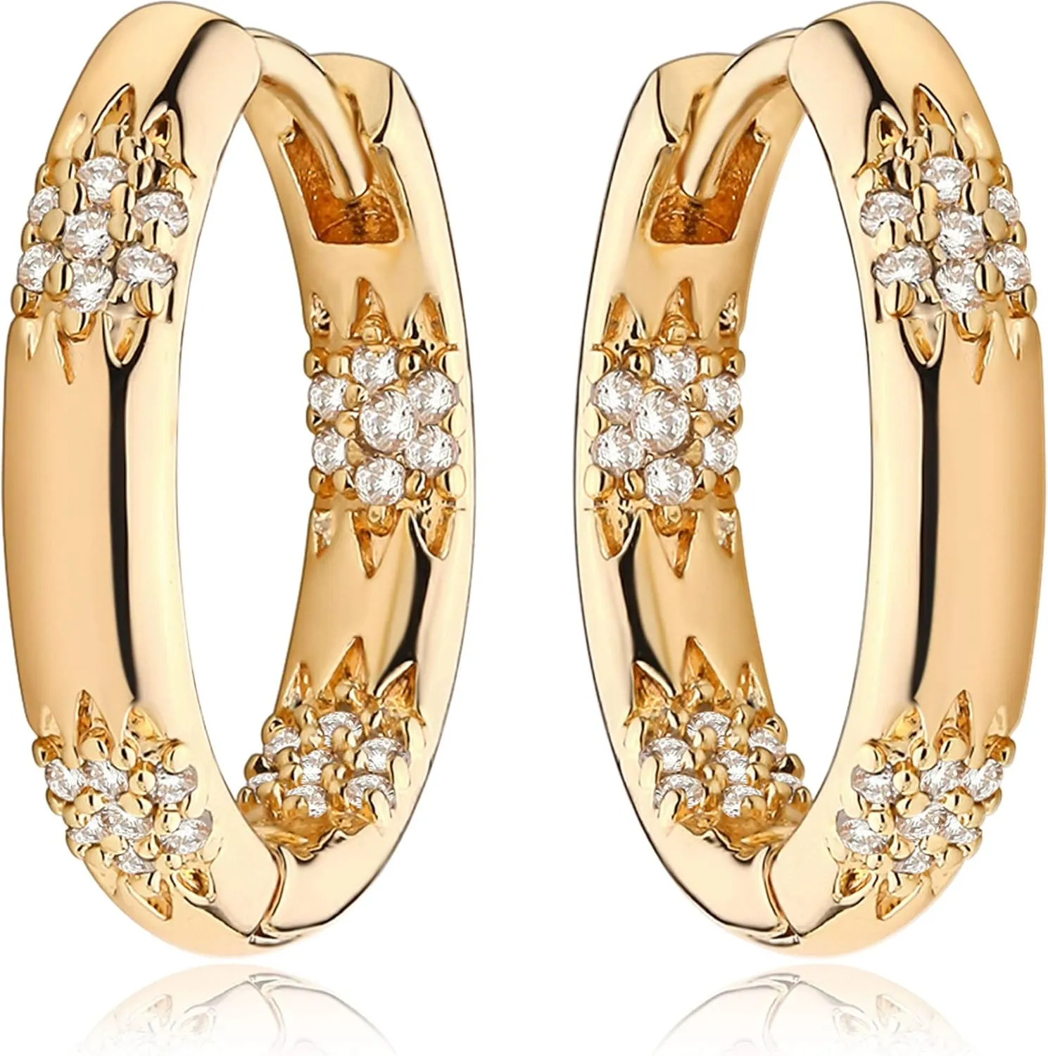 MEVECCO Gold Hoop Earrings for Women 18K Gold Plated Cubic Zircon Huggie Earrings Earrings for Everyday Jewelry