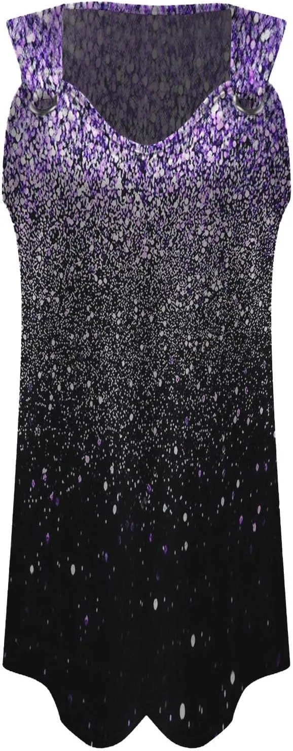 Midi Boho Dresses for Women Ring Straps Sleeveless Summer Casual Dress Sexy Elegant Beach Dress Flowy Mini Tank Dress
