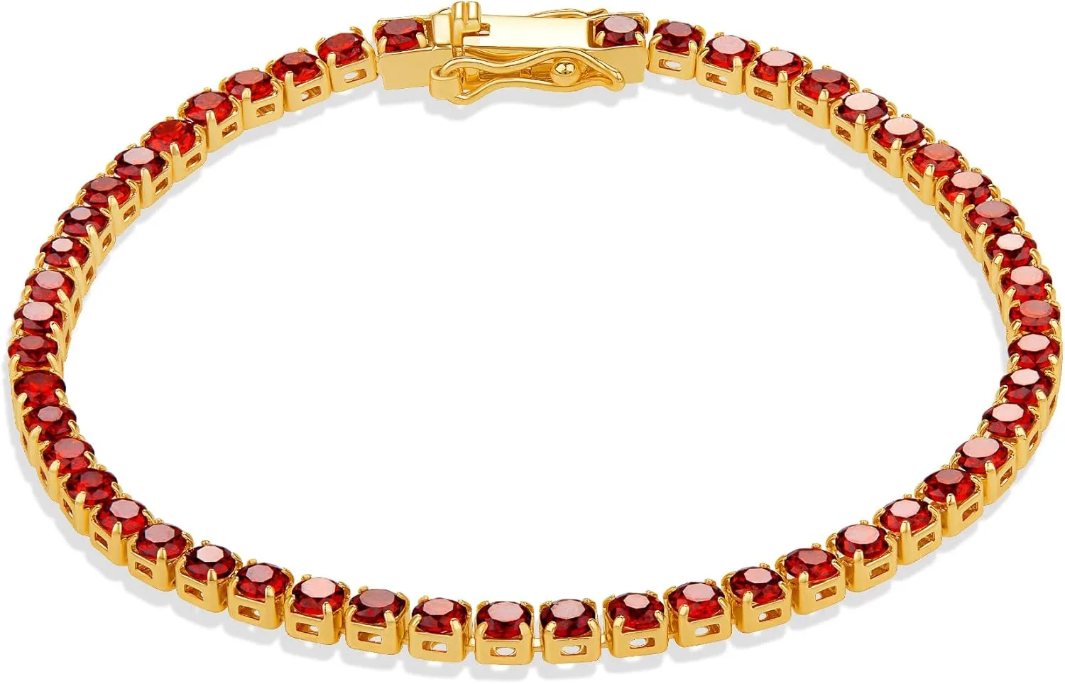 Milla 14K Gold Plated Cubic Zirconia Classic Tennis Bracelet - Gold Bracelets for Women - Purple Bracelets, Green Bracelets, Red Bracelets for Women & More - Size 7 Inch