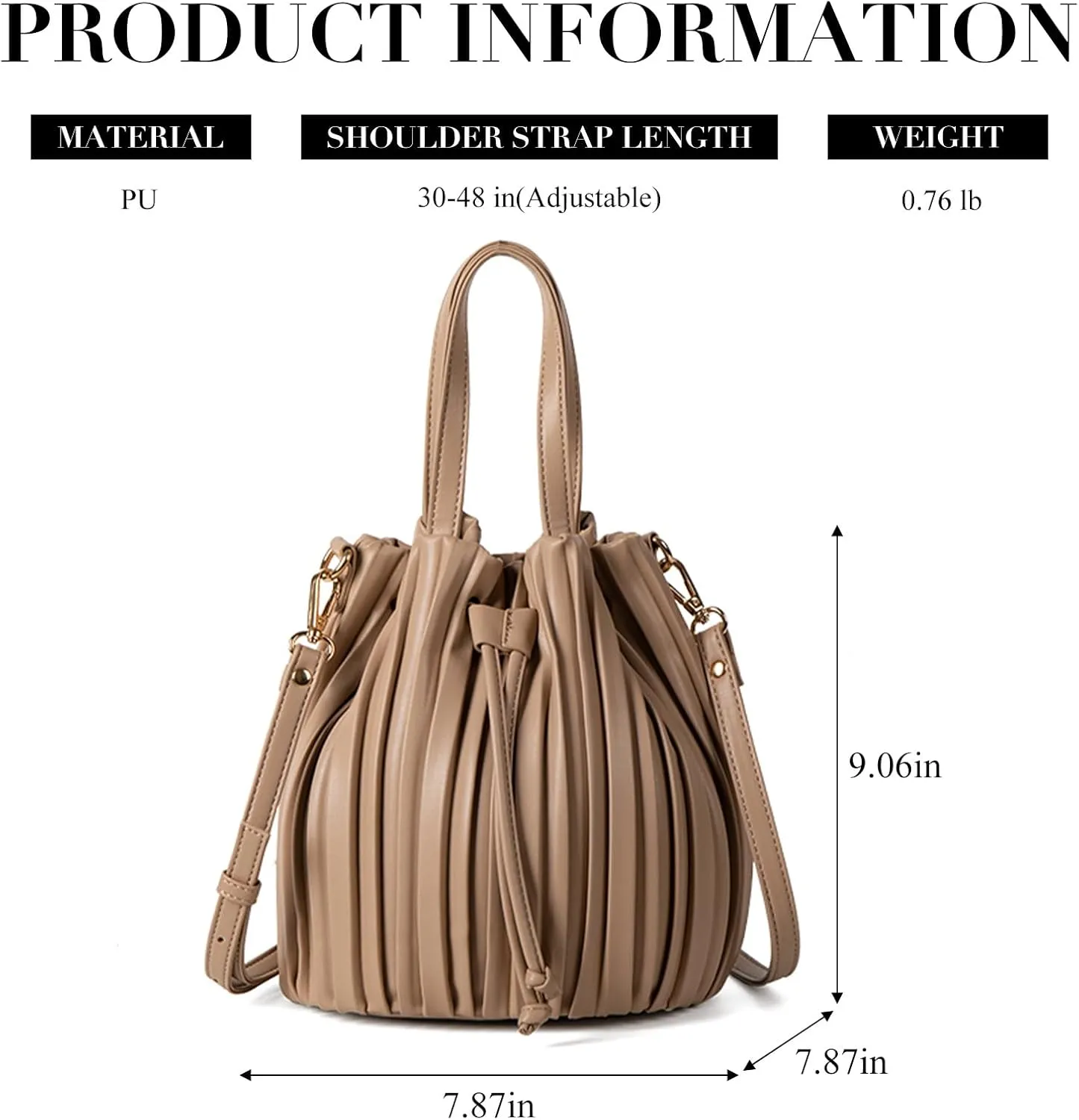 Mini Faux Leather Bucket Bags for Women Drawstring Crossbody Bucket Bag Purses Pleated Shoulder Handbags