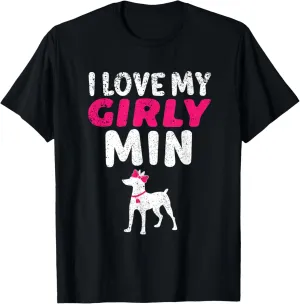 Miniature Pinscher Min Pin Girl Girly Dog Gender Reveal Cute T-Shirt
