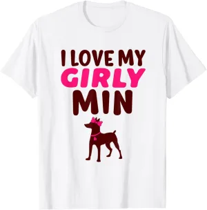 Miniature Pinscher Min Pin Girl Girly Dog Gender Reveal Cute T-Shirt