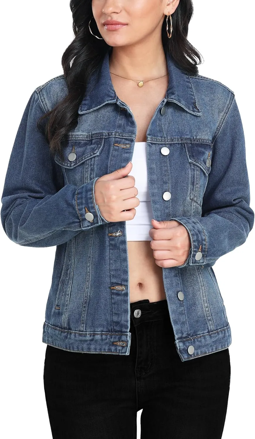 MISS MOLY Women's Denim Jackets Button Up Long Sleeve Basic Trendy Trucker Jackets