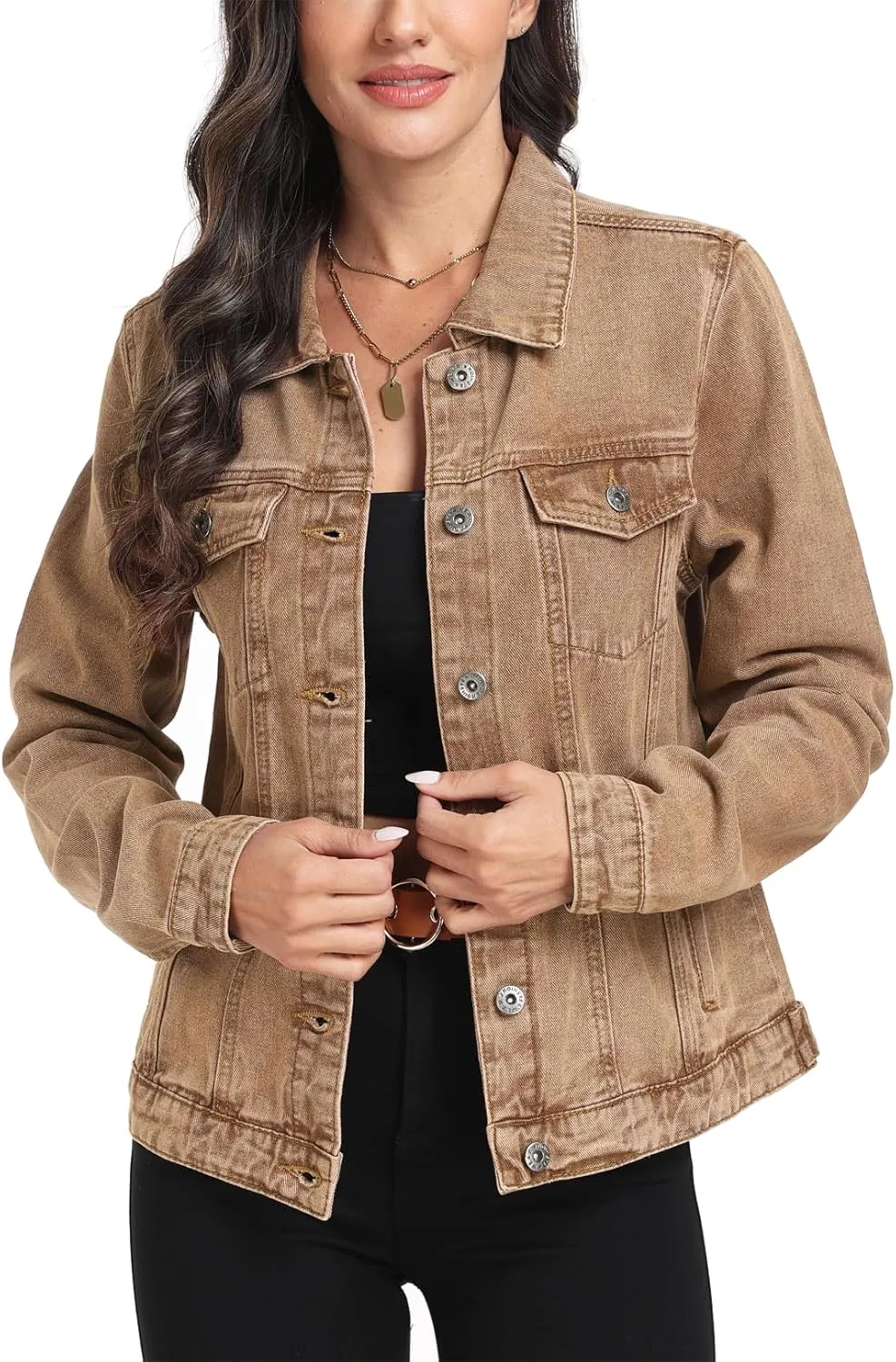 MISS MOLY Women's Denim Jackets Button Up Long Sleeve Basic Trendy Trucker Jackets