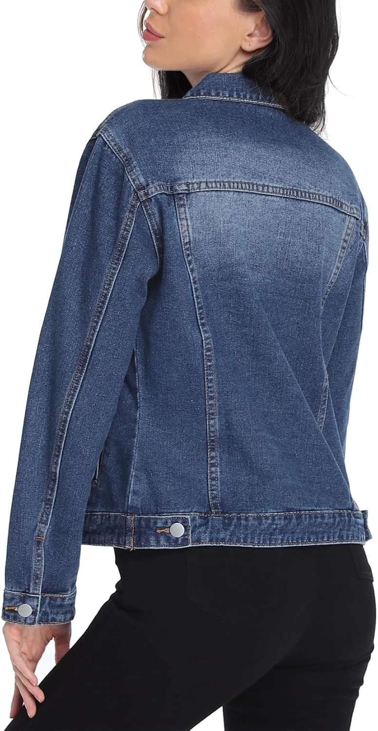 MISS MOLY Women's Denim Jackets Button Up Long Sleeve Basic Trendy Trucker Jackets