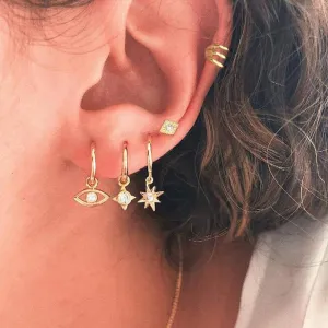 Missgrace Gold Simple Rhinestones Eye Vintage Earrings Rhinestones Hoop Stud Earrings for Women Modern Earrings Jewelry Gift Mix and Match Earrings Set Sterling Gold Earrings for Women (Style 5)