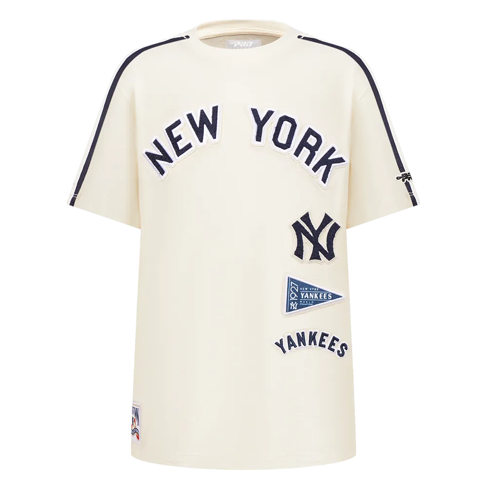 MLB NEW YORK YANKEES RETRO CLASSIC BIG BOYS SHORT SLEEVE TAPING TOP (EGGSHELL/ MIDNIGHT NAVY)
