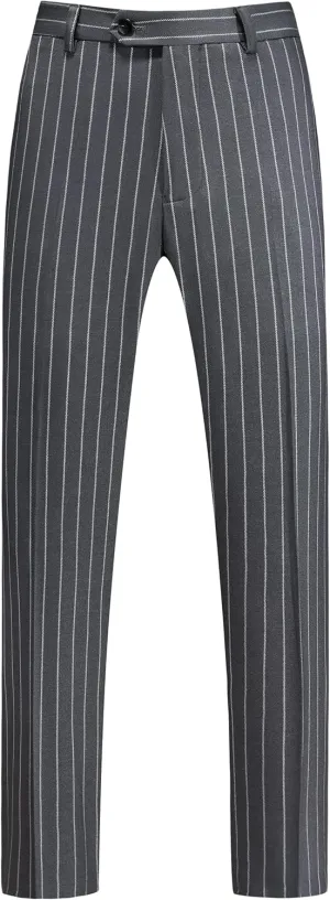 MOGU Mens Striped Slim Fit Dress Pants  Adjustable Elastic Waist Pinstripe Suit Trousers, Business Casual Slacks