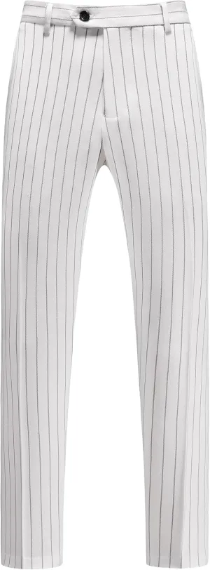 MOGU Mens Striped Slim Fit Dress Pants  Adjustable Elastic Waist Pinstripe Suit Trousers, Business Casual Slacks