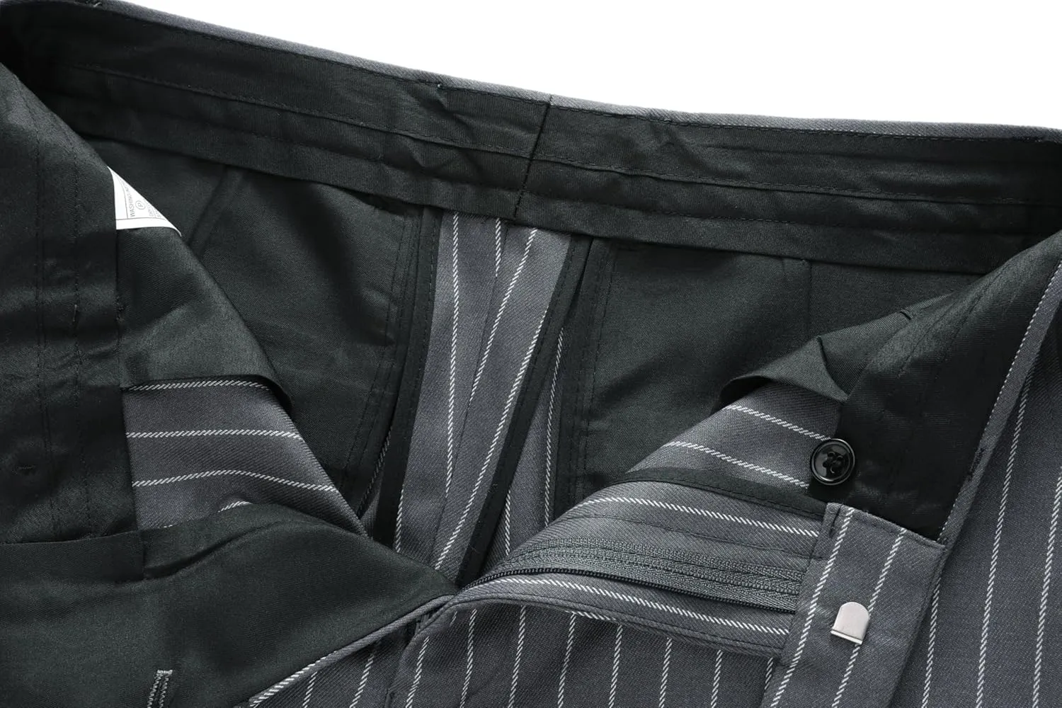 MOGU Mens Striped Slim Fit Dress Pants  Adjustable Elastic Waist Pinstripe Suit Trousers, Business Casual Slacks